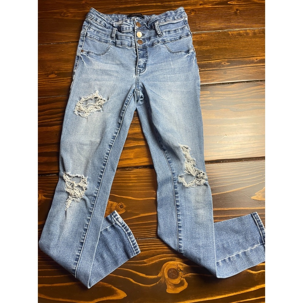 Refuge Jeans, Girl's Junior Size 6, Blue, Denim, Distressed, Skinny